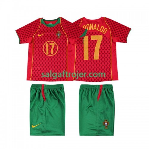 Portugal Cristiano Ronaldo 17 2004 Fodboldtrøjer Børn Retro Hjemmebanesæt Kort ærmer Portugal Cristiano Ronaldo 17 2004 Fodboldtrøjer Børn Retro Hjemmebanesæt Kort ærmer